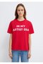 Slogan Printed Red T-Shirt Regular Fit / Normal Cut 1613734-70935 - 4
