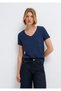 V-Neck Navy Blue Basic T-Shirt Slim Fit / Narrow Fit 1614176-70497 - 2