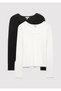 2-Pack Long Sleeve Basic T-Shirt Fitted / Bodycon Fit 1613519-90891