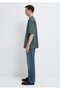 Logo Printed Green Basic T-Shirt Loose Fit / Comfortable Cut 0613093-71598 - 5
