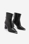 Women's Pointed Toe Back Zipper Thick Heeled Boots Zavoli Black Croco - 5