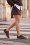 Women's Suede Lace-Up Retro Casual Sneaker Sports Shoes Foryeta Brown Suede - 2