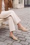 Women's Double Strap Troc Casual Ballerinas Bekosa Beige Suede - 4