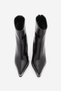 Women's Pointed Toe Back Zipper Thick Heeled Boots Zavoli Black Croco - 6