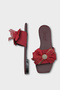 Daniella Flat Heeled Women's Slippers with Satin Bow and Blunt Toe - 3