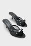 Robbi Pointed Toe Mesh Bowknot Medium Heeled Stylish Women's Slippers