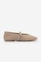Women's Round Toe Strappy Mary Jane Daily Ballerinas Sihas Beige Suede - 4