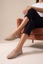 Women's Round Toe Strappy Mary Jane Daily Ballerinas Sihas Beige Suede - 3