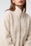 4984 Women's Zippered Front Pocket Soft Textured Stand Collar Fleece Sweatshirt Natural - 2