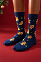 Unisex Ginger Breadman Patterned Christmas Themed Socks Navy Blue