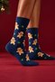 Unisex Ginger Breadman Patterned Christmas Themed Socks Navy Blue - 4