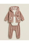 Teddy Bear Embroidered 3-Piece Baby Boy Set Velvet 100% Cotton Fabric 0-3 Months 3-6 Months 6-9 9-12 Months Baby Set Jacket+Zibın+Pajamas Newborn Baby Set 100% Cotton Winter Baby 3-Piece Set