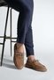 Women's Genuine Leather Lace-Up Loafer Casual Shoes Enita Camel Suede - 6