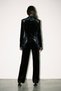 Black Lace Detailed Slit Sleeve Velvet Jacket - 4