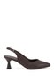 Women's Brown Pointed Toe Goblet Heel Open Back Shoes
