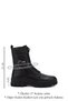 Black Floater Genuine Leather Round Toe Zippered Lace Up Women's Boots 55415 - 3