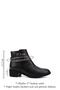 Women's Black Zippered Thick Heeled Genuine Leather Boots - 3