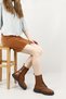 Women's Tan Floater Zippered Rubber Sole Genuine Leather Boots - 4
