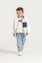 Boy's Pocket Detailed Plush Vest, Printed Sweatshirt and Jeans 3-Piece Set 8308 Wnt - 2