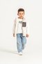 Boy's Pocket Detailed Plush Vest, Printed Sweatshirt and Jeans 3-Piece Set 8308 Wnt