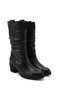 Women's Black Thick Heeled Genuine Leather Boots - 4