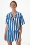 Mavi Vacation Striped Short Sleeve Buttoned Shirt Shorts Pajama Set