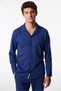 Men's Navy Blue Navy Season Long Sleeve Buttoned Shirt Trousers Pajama Set