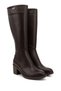 Women's Brown Zippered Thick Heeled Boots - 5