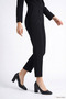 Black Genuine Leather Pointed Toe High Thick Heeled Women's Shoes 24171 - 4