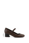 Brown Antique Genuine Leather Blunt Toe Short Thick Heeled Women's Shoes 24220 - 3