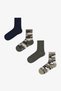 Boy's Green Camo Camouflage Patterned Cotton 4 Pairs of Socks