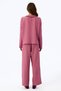 Dusty Rose Rosy Cotton Long Sleeve Buttoned Shirt Pants Pajama Set - 2