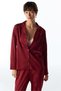 Burgundy Orquidea Satin Floral Long Sleeve Buttoned Shirt Trousers Pajama Set - 2