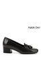 Gray Patent Leather Genuine Leather Blunt Toe Short Thick Heeled Tassel Women's Shoes 13313