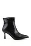 Woman's black zippered thin heeled boots
