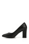 Black Genuine Leather Pointed Toe High Thick Heeled Women's Shoes 24171 - 6