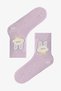 Girl's Lilac Cute Dog Cotton Dog Patterned 4 Pairs of Socks - 3