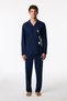 Men's Navy Blue Tom&Jerry Long Sleeve Buttoned Shirt Pants Pajama Set