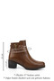Women's Tan Antique Zippered Thick Heeled Genuine Leather Boots - 3
