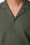 Men's Khaki Deep Green Short Sleeve Buttoned Shirt Trousers Pajama Set - 4