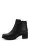 Women's Black Zippered Thick Heeled Genuine Leather Boots - 6