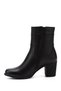 Women's Black Floater Zippered Thick Heeled Genuine Leather Boots - 6