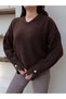 V-Neck Button Sleeve Soft Sweater - 3