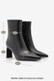 Women's Pointed Toe Stitched Detailed Zippered Heeled Boots Evrin Black - 8
