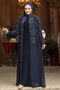 Bead Embroidered Navy Blue Hijab Abaya Suit 46151L