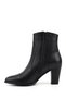 Women's Black Zippered Pointed Toe Genuine Leather Boots - 5