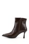 Women's Brown Zippered Thin Heeled Boots - 6