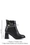 Women's Black Zippered Thick Heeled Boots - 3