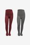 Girl's Pretty Rib Burgundy 2-Piece Pantyhose - 5