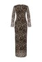 Women's Brown Leopard Printed Midi Tulle Dress - 4